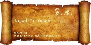 Hajdár Andor névjegykártya