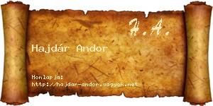 Hajdár Andor névjegykártya